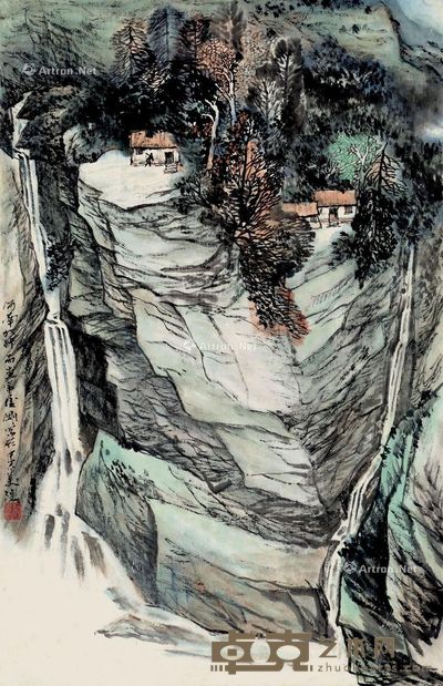 刘俊刚 山居图 69×45cm