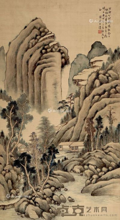 王绩 山水 80×44cm