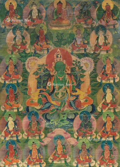 西藏十八世纪 绿度母唐卡