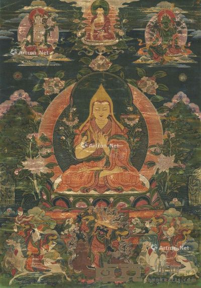 西藏十八世纪 宗喀巴唐卡 长48×宽34cm