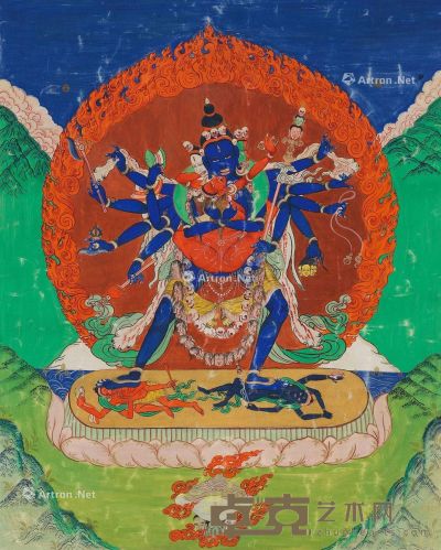 西藏十八世纪 上乐金刚唐卡 长56×宽45cm