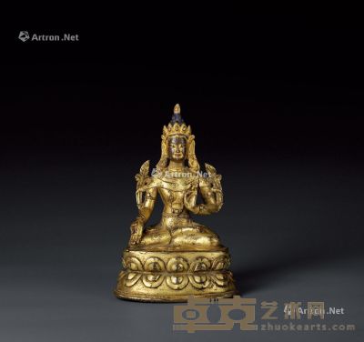 西藏十六世纪 白度母 高17.5cm