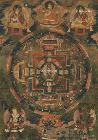 西藏西藏十八世纪十八世纪 十一面观音坛城唐卡坛城唐卡 长47×宽34cm；长45×宽32cm