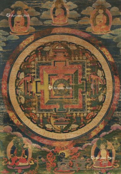 西藏十八世纪 坛城唐卡 长45×宽32cm