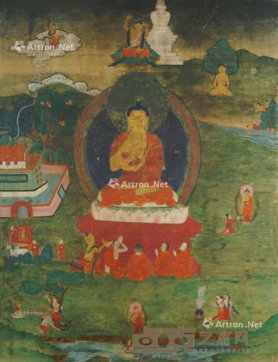 西藏十八世纪 释迦牟尼唐卡 长69×宽54cm