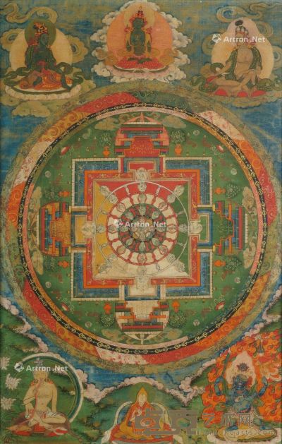 西藏十八世纪 坛城唐卡 长49×宽30cm