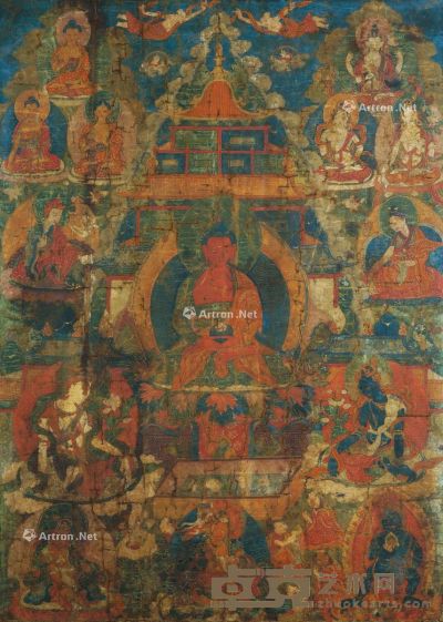 西藏十八世纪 阿弥陀佛唐卡 长76×宽52cm
