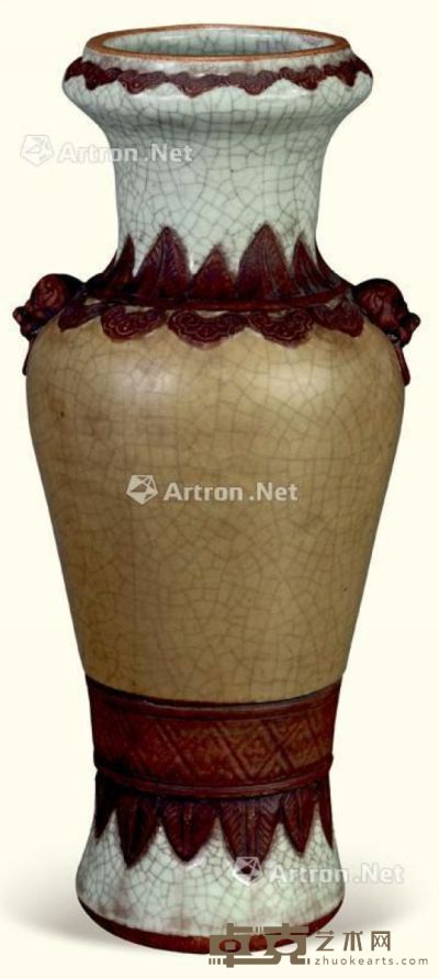 民国 哥瓷铁花瓶 高34cm