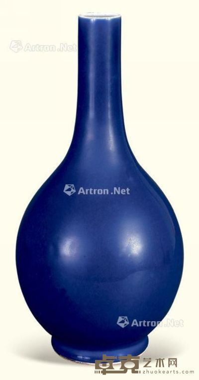 清乾隆 蓝釉锥把瓶 高44cm
