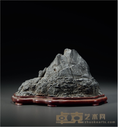 清·文石供石摆件 带座高：11.8cm