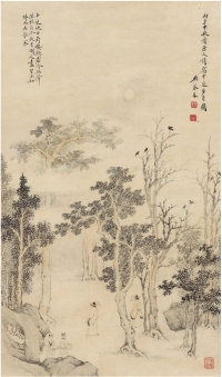 吴琴木 中庭歩月图
