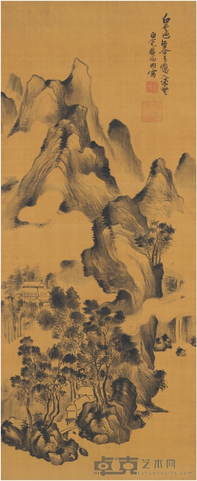 张瑞图 云山楼阁图 162.5×66.5cm