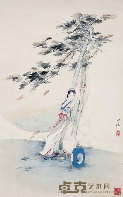 胡也佛 仕女 37×23cm