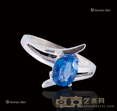 18K金钻蓝宝石女戒 --