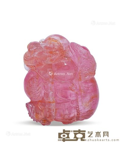 粉碧玺小兽吊坠 --