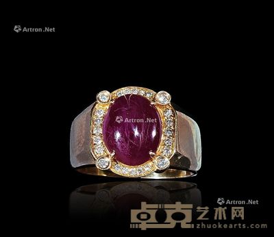 18K金钻红宝石女戒 --