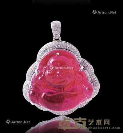 18K金钻红碧玺佛公 --