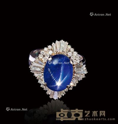 18K金钻星光蓝宝女戒 --
