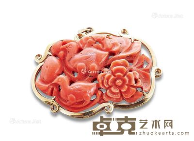 孩儿面红珊瑚吊坠 3×4.5×1cm