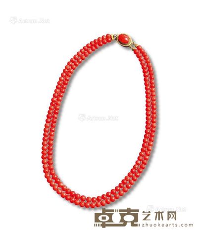 清 珊瑚项链 直径0.6cm