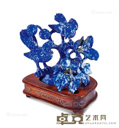 清 青金石喜鹊登梅摆件 6×7.5×4cm