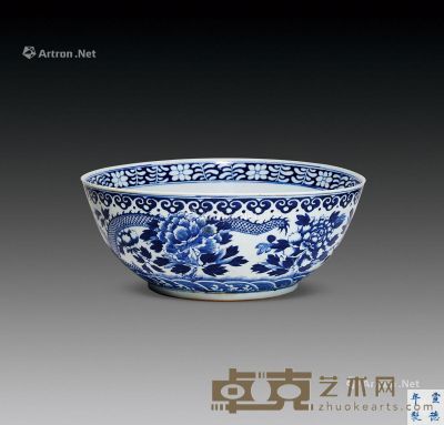 清中期 青花花卉大碗 直径40cm