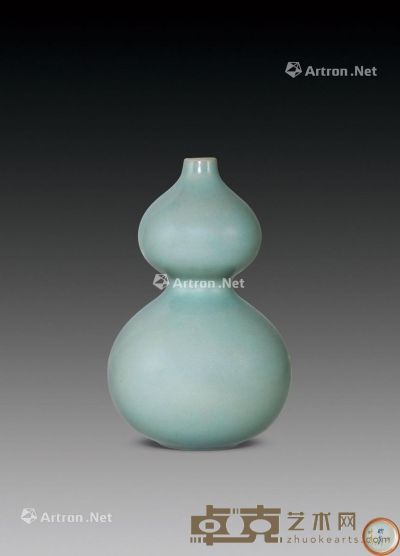 民国 日本名家青釉葫芦瓶 高19cm