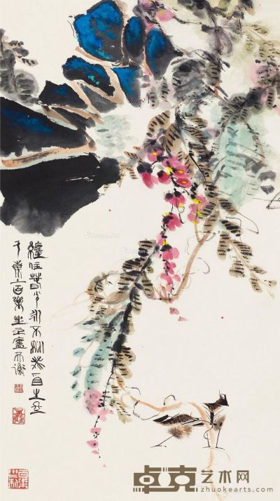 韩天衡 花鸟 87.5×48.5cm