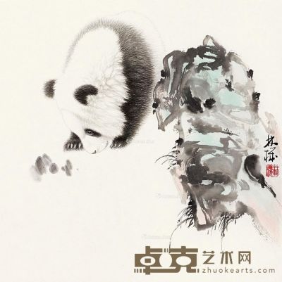 林机 熊猫 34×34cm