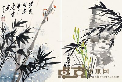陈佩秋 唐云 书画 43×36cm×2