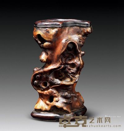 清 天然形树瘤笔筒 15×8.5cm