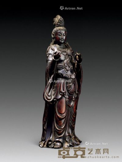 民国 紫檀木观音雕像 34×11.5×6cm