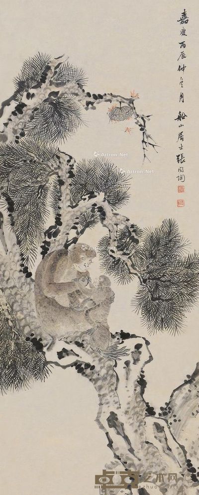 张问陶 封侯图 123×50cm