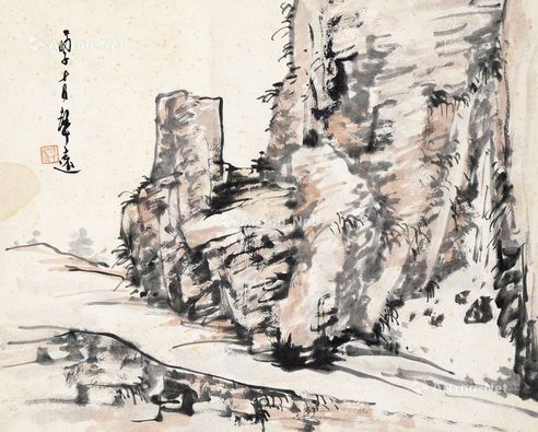汪声远 怪石图