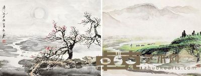 苏起龙 山水 34×44cm×4