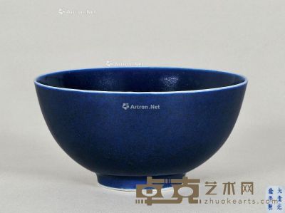 清光绪 蓝釉碗 直径12.2cm