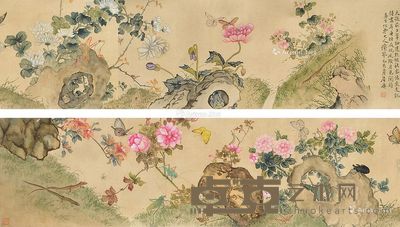 居廉 花卉 32×240cm
