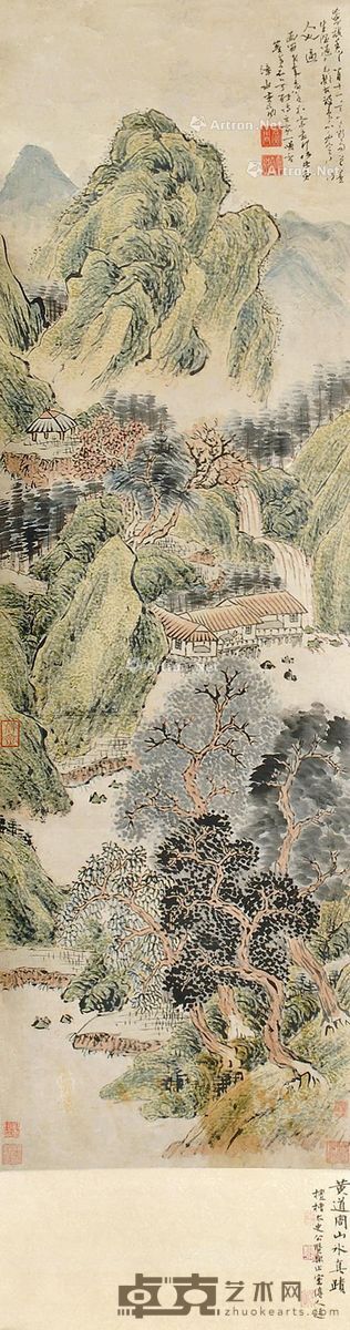 黄道周 山水 155×46cm