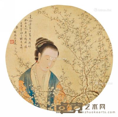 胡锡珪 梅花仕女图 --
