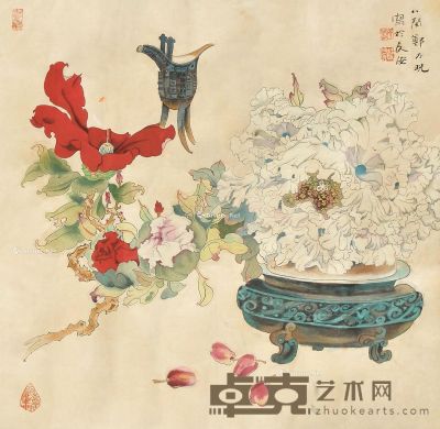 郑乃珖 花卉 69×69cm