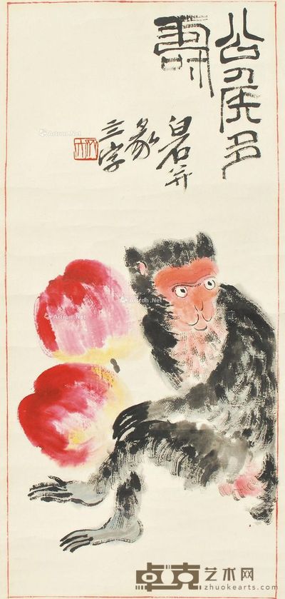 齐白石 猴 65×29cm