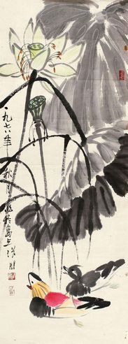 张朋 荷塘双鸳