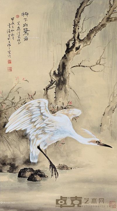 李云涛 柳下白鹭 97×54cm