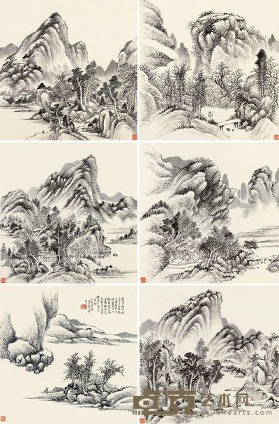 何维朴 溪山幽境册 33×33cm×8