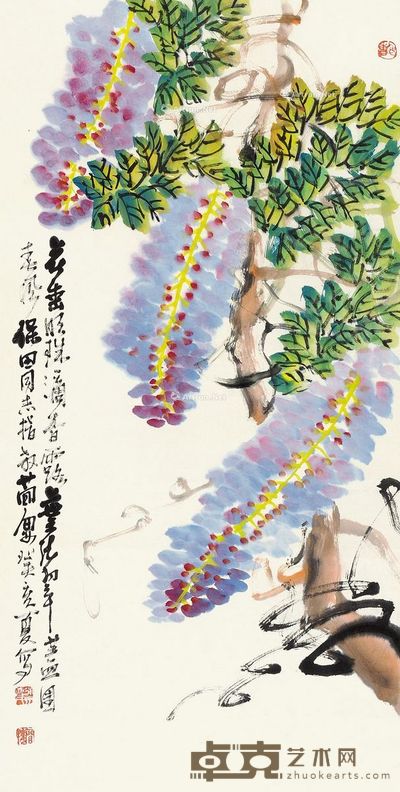 曹简楼 花垂明珠 69×35cm