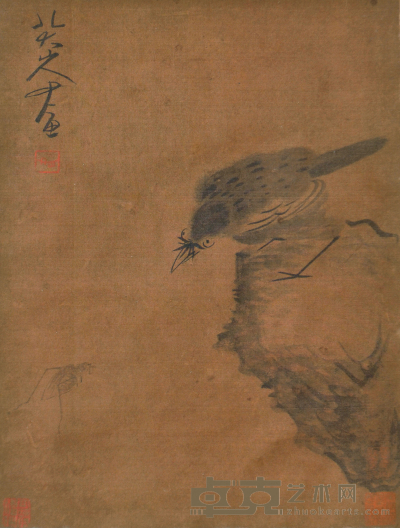 八大山人 鸟石图 40×30cm