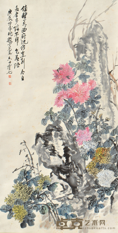 赵云壑 花卉 133×68cm