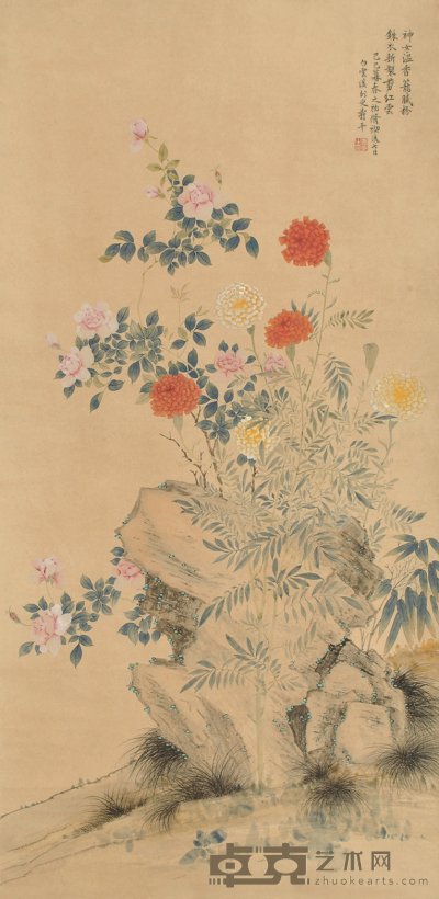 恽寿平 花卉 108×53cm
