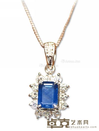 1克拉蓝宝石钻石项链 链长20cm