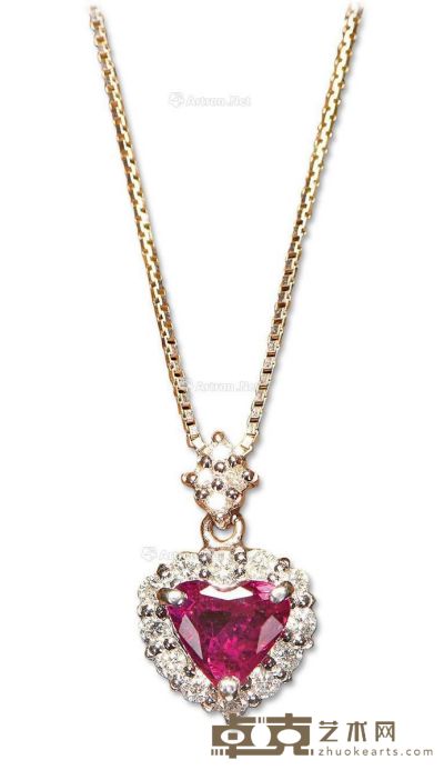 1.05克拉红宝石钻石项链 链长20cm